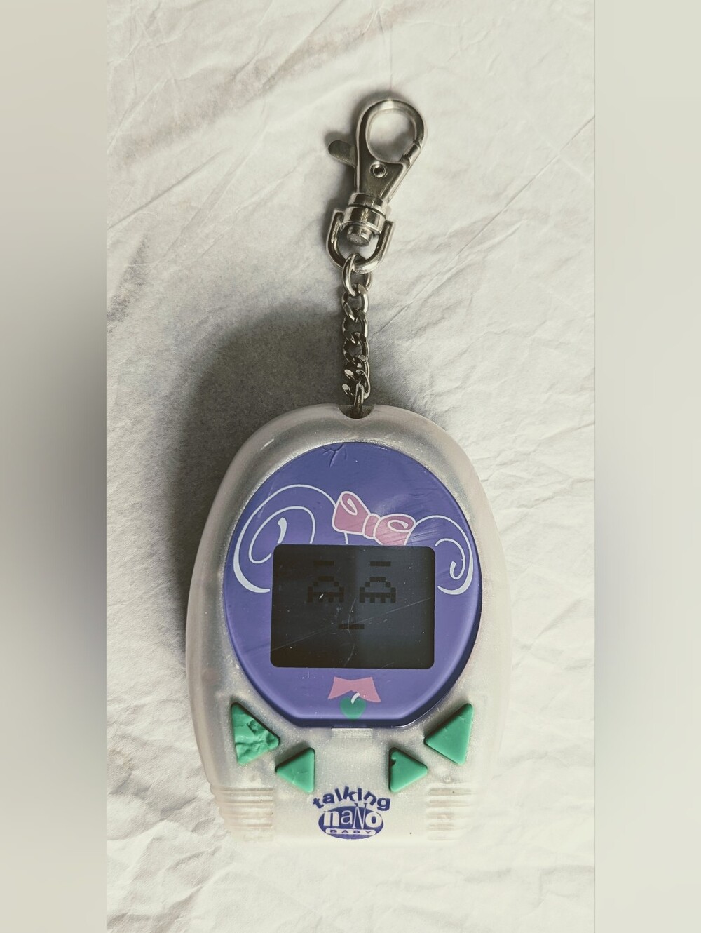 Vintage 1997 Talking Nano Baby Virtual Pet Purple/Silver/Green Tested & Works